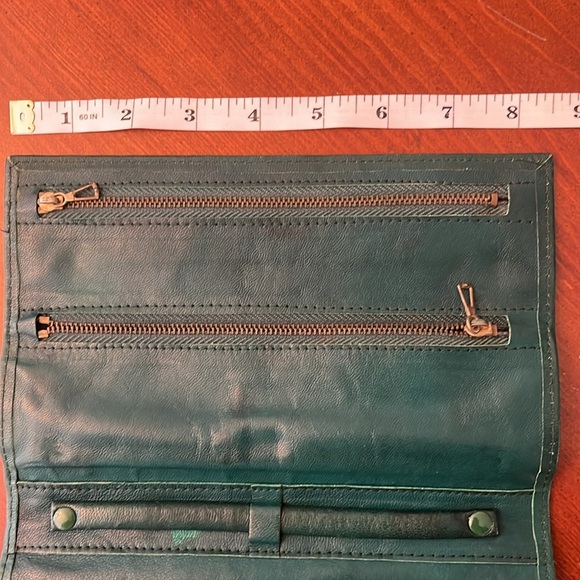 Vintage Leather Jewelry Travel Case Green - Picture 5 of 6